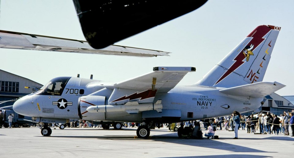 S-3B of VS-21 "Fighting Redtails at Atsugi airshow in May 1996. "Redtails" are part of CVW-5 aboard USS. Independence and is shore-based at Atsugi. This was a CAG bird with colourful markings. All the S-3Bs of VS-21 flew back to the US in November 2004 and the unit was disbanded in February 2005