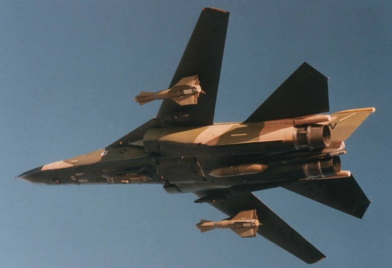 The F-111F was equipped to carry the GBU-15 electro-optically guided glide bomb, and later the powered AGM-130 stand-off weapon 