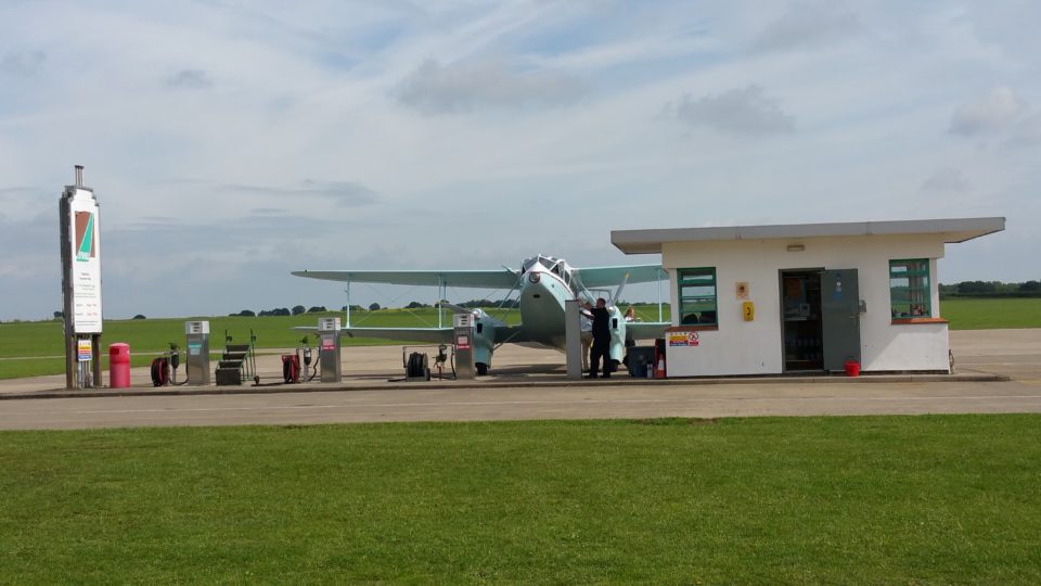DH Dragon Rapide G-AHAG Scillonia Airways taking on fuel at Sywell Aerodrome