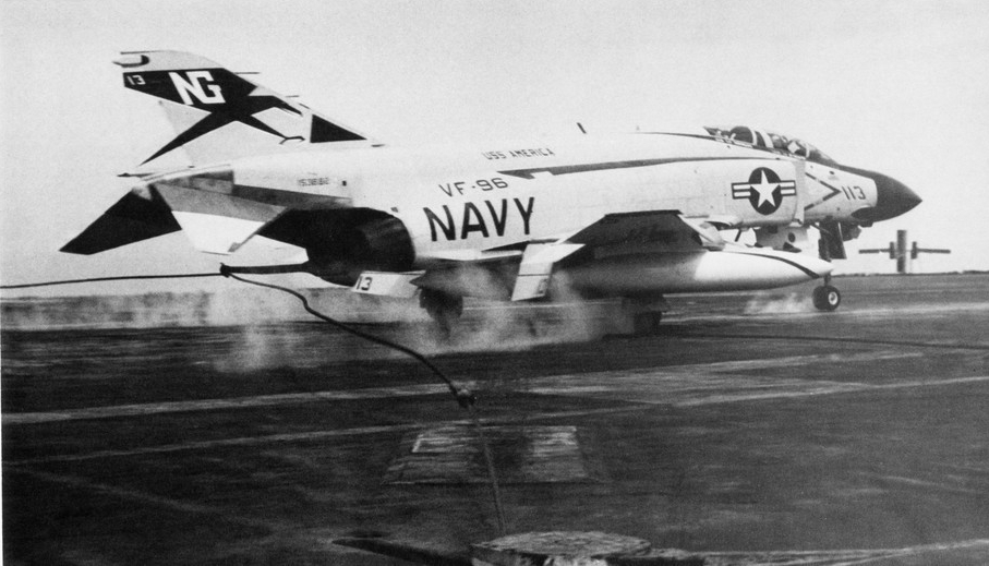 F-4J VF-96 landing on USS America (CVA-66) in 1970