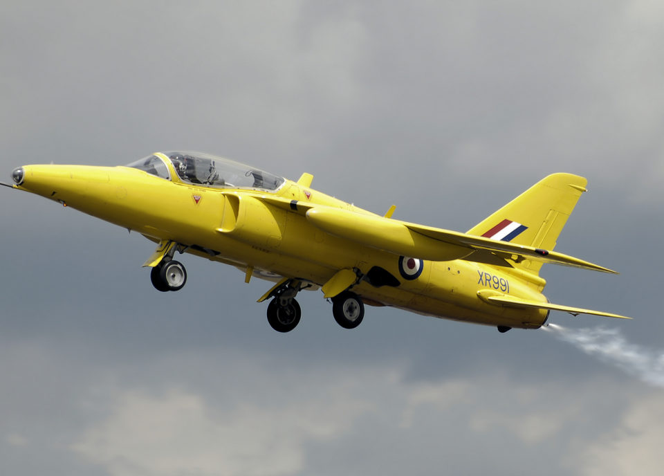 Privately owned Gnat T.1 displaying at the 2008 Kemble Air Day in Yellowjacks scheme