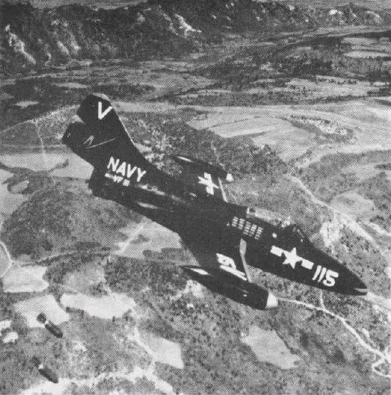 VF-111 F9F-2 dropping bombs over Korea, 1951-52