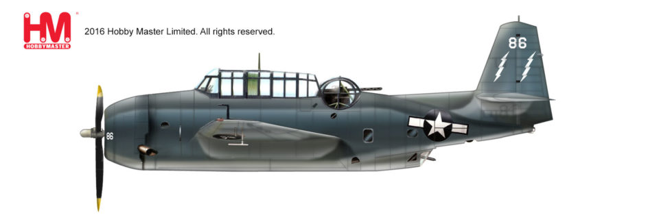 HA1219 Hobbymaster Grumman TBM-3 Avenger White 86 of VC-88, USS Saginaw Bay, March 1945