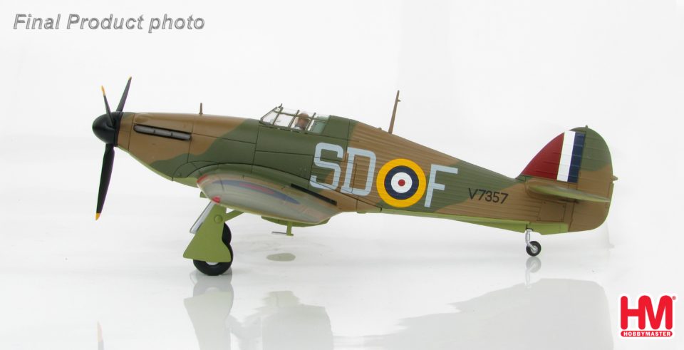 HA8607 Hobbymaster Hawker Hurricane I SD-F, Sgt. Ldr James “Ginger” Lacey, No. 501 Sqn., Gravesend, Sept 1940