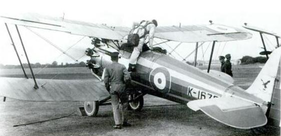 Bristol Bulldog Mk.IIA K-1676. This is the airplane that Douglas Bader was flying when he crashed at Woodley Aerodrome, 14 December 1931.