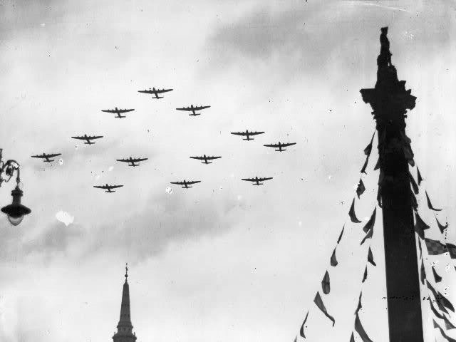 Victory Flypast over Trafalgar Square VE Day 8th June 1946
