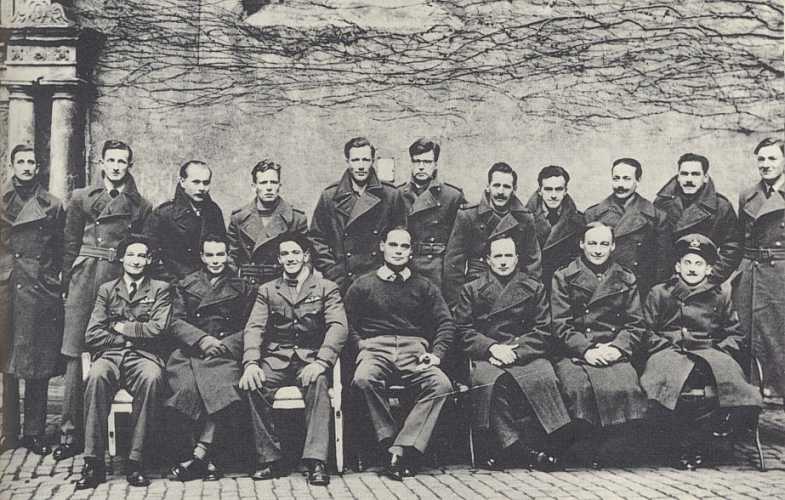 Representatives of the RAF at Colditz. Seated in the centre is Douglas Bader.