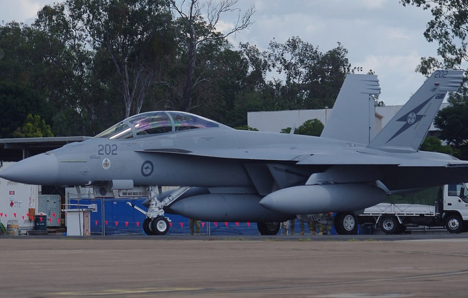 An RAAF FA-18F shortly after it first arrived in Amberley Australia