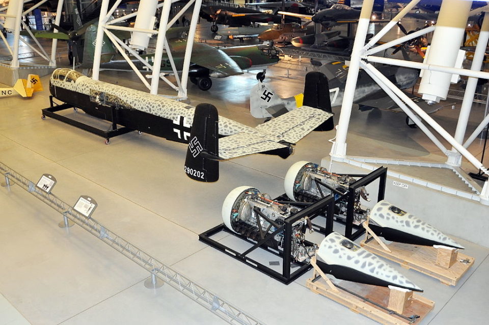 Heinkel He 219 A-2 fuselage and twin DB 603 powerplants preserved at the Steven F. Udvar-Hazy Center