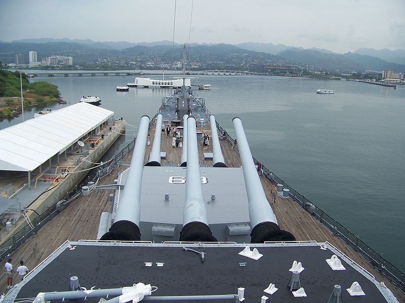 USS Missouri, looking towards the USS Arizona memorial