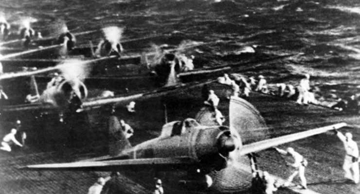 The second wave of Japanese aircraft prepares to launch to attack Pearl Harbour Dec 7th 1941