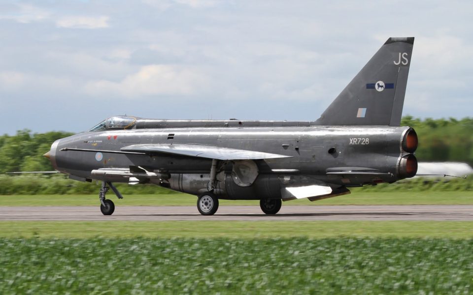 English Electric/BAC Lightning F.6 XR728/JS, RAF Binbrook Station Commander’s aircraft, liveried as Lightning Training Flight. Now preserved by the Lightning Preservation Group, Bruntingthorpe Airfield Leicestershire.