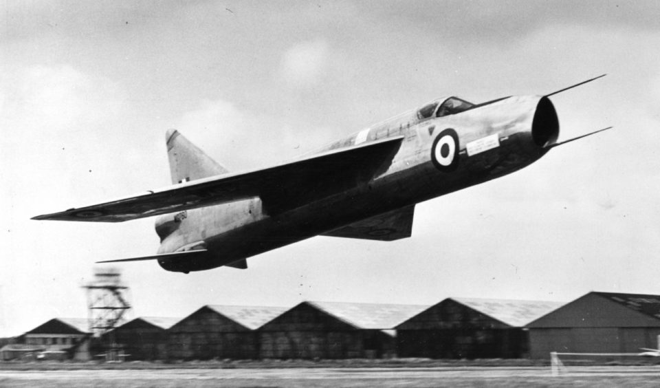 Lightning P1A (WG760) taking off at Warton during the Press Day 1955