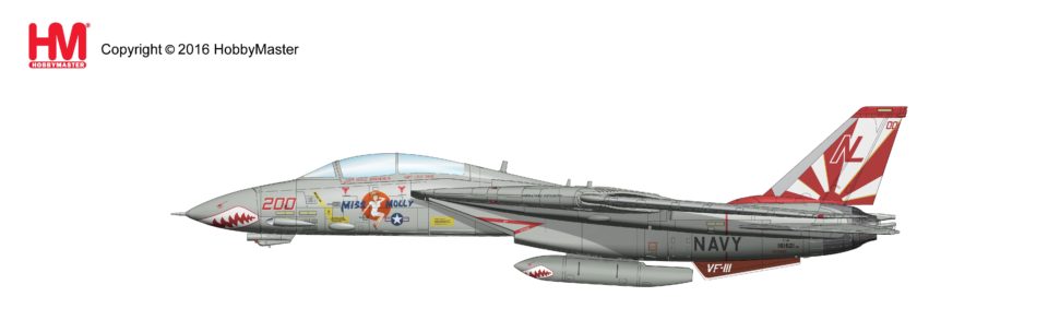 HA5213 Hobbymaster Grumman F-14A Tomcat “Miss Molly” VF-111 “Sundowners”, USS Carl Vinson 1989