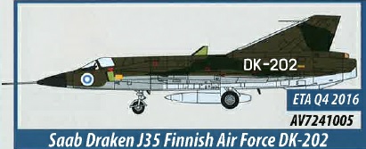 Av7241005 1/72 Saab Draken J35 Finnisch Air Force Dk-202 inklusive Stand 