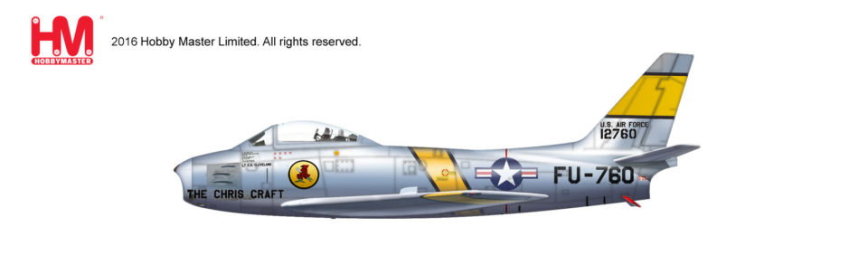 HA4314A Hobbymaster F-86E Sabre FU-760, Charles “Chick” Cleveland, 4th Fighter Wing, Korean War (Signed Version)