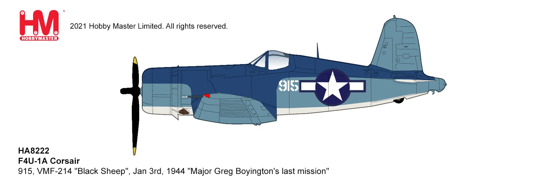 F4U-1A Corsair Major Greg "Pappy" Boyington,VMF-214, "Black Sheep" Jan 3rd (1:48)