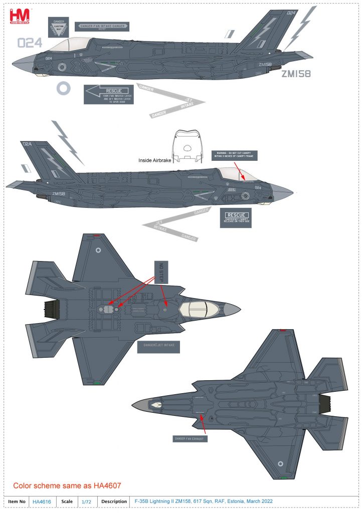 HA4616 Hobbymaster Lockheed Martin F-35B Lightning II 617 Sqn., 2022